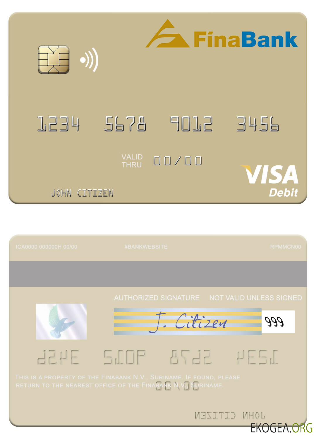 Carte de débit visa Suriname Finabank N.V.